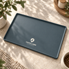 Angled view of the HAVN Plinth mat showing its raised lip edge and cream HAVN LABS logo